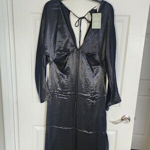 H&M OPEN-BACK SATIN DRESS maxi size xs